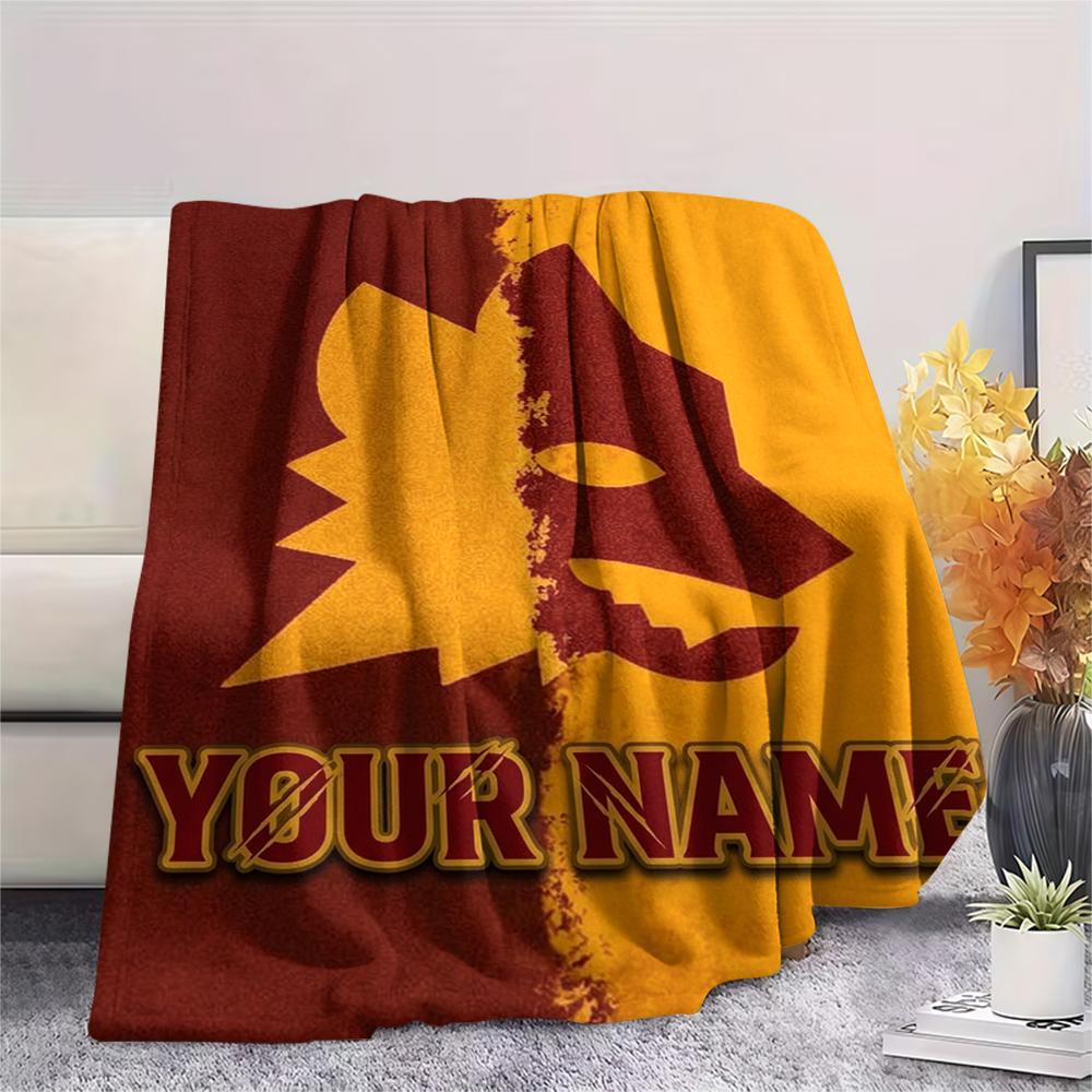 1PC Custom Name AS Roma Patterned Flannel Blanket Suitable For All Seasons for Home Decor Warmth and Comfort Gifts Holiday Present