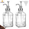 Leeseph Coffee Syrup Dispenser Set with 1 Collapsible Funnel, Refillable Glass Syrup Pump Bottles Press Dispenser, 500ml/16.9oz