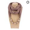 Women's Solid Color Necklace Collar Scarf Beads Pendant Autumn Winter Scarves Warm EMA