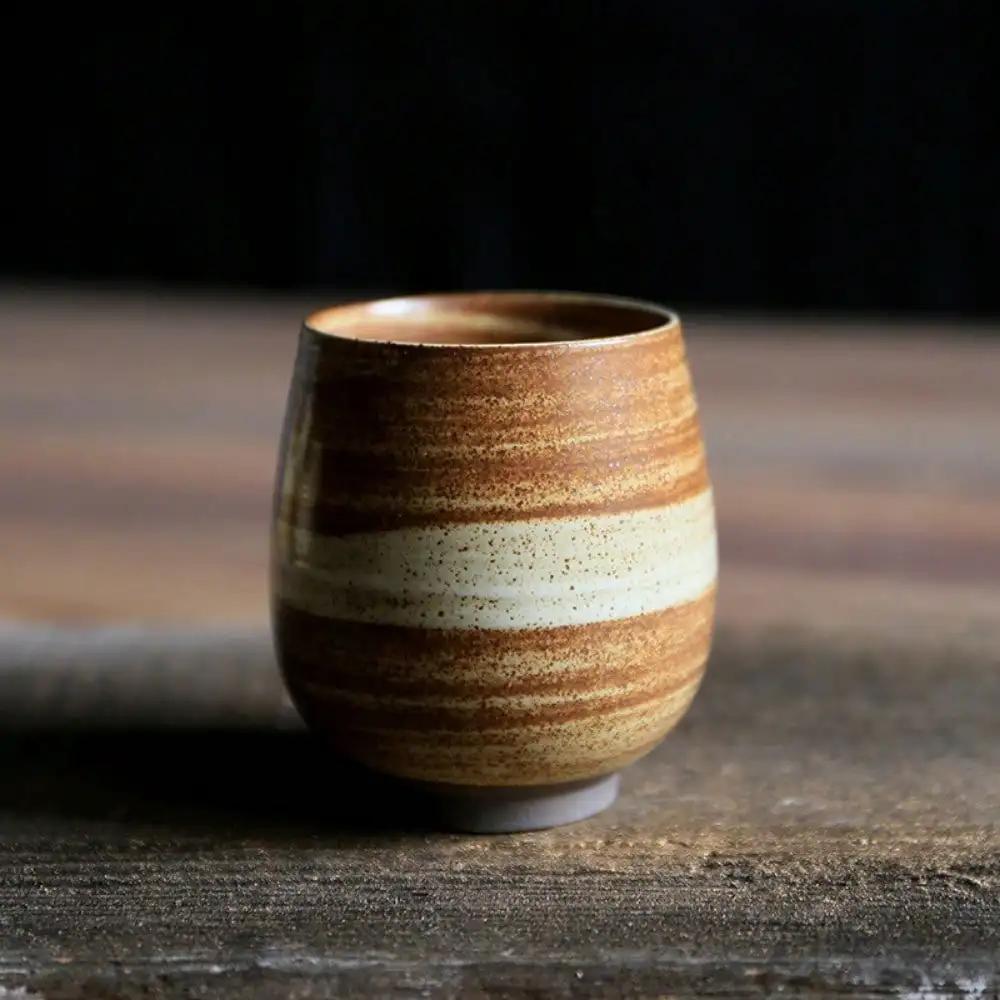 Японская керамическая кружка РакуРучная росписьВинтажнаяКерамическая чашка для чая/кофе 100-200 млНатуральная текстура5 стилейДля дома, отеля, ресторана
