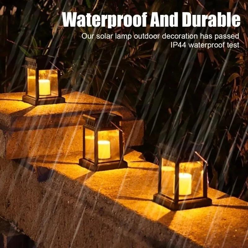 Outdoor Solar Garden Lights Retro Palace Lantern Hanging Candle Lamps Landscape Lighting Floor Solar Lights for Garden Decor
