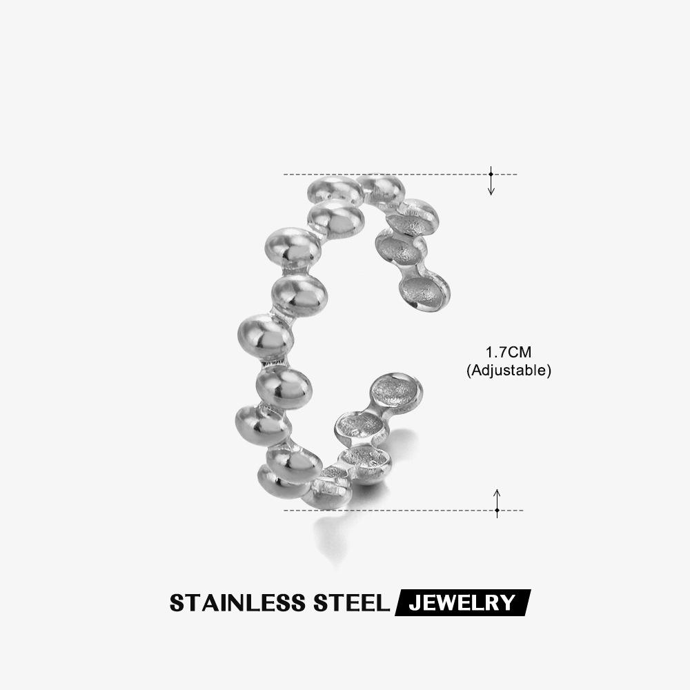 Stainless Steel Irregular Oval Patchwork Open Ring For Women Adjustable Ring Party Jewelry Accessory Festival Gift