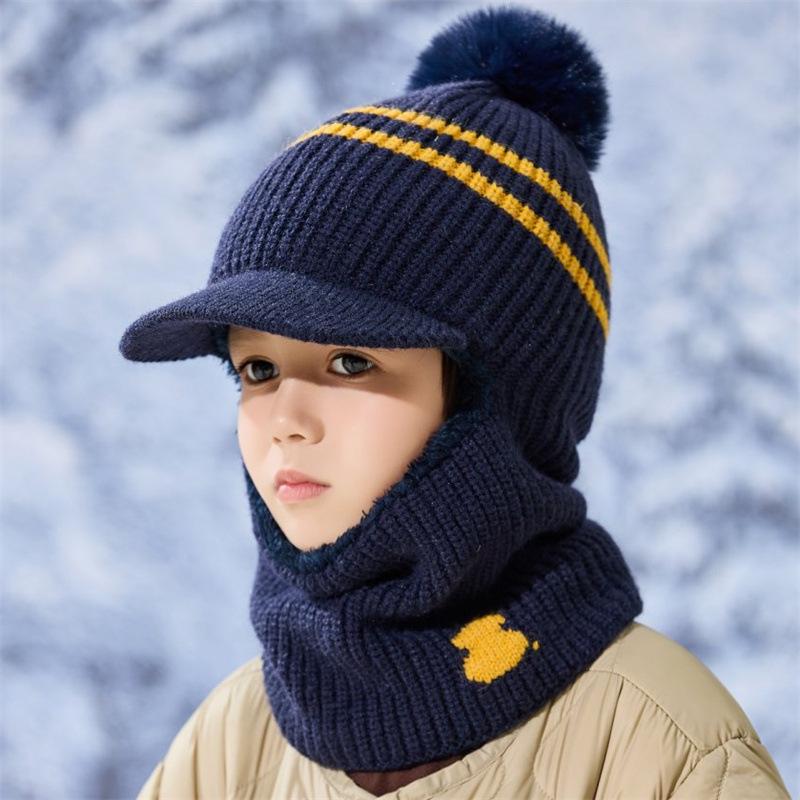 Children's hats autumn and winter winter versatile knitted hats boys winter scarf wool hat baby hat set