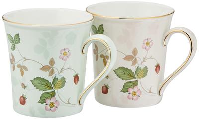Wedgwood Wild Strawberry Pastel Пара Розовый и Свадебный Номер продукта 1053405 [Официально импортировано] Кружки, Зеленый, Прибл.. 300 мл, Подарок,