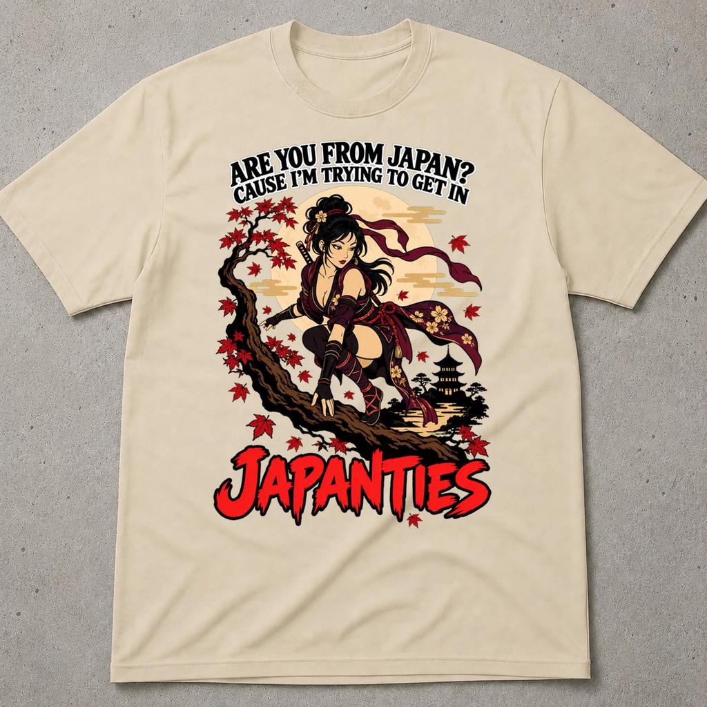 Funny Japan Shirt, Are You From Japan Pick Up Line Tee, Moonlit Kunoichi Tee, Rude Shadow Humor, Gag Gift Exchange, Unwearable Shirt Gift