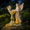 Солнечная ангел-статуэтка из смолы со светодиодной подсветкой, украшение для сада фей, пруда, для улицы, патио, двора, скульптура для фонтана