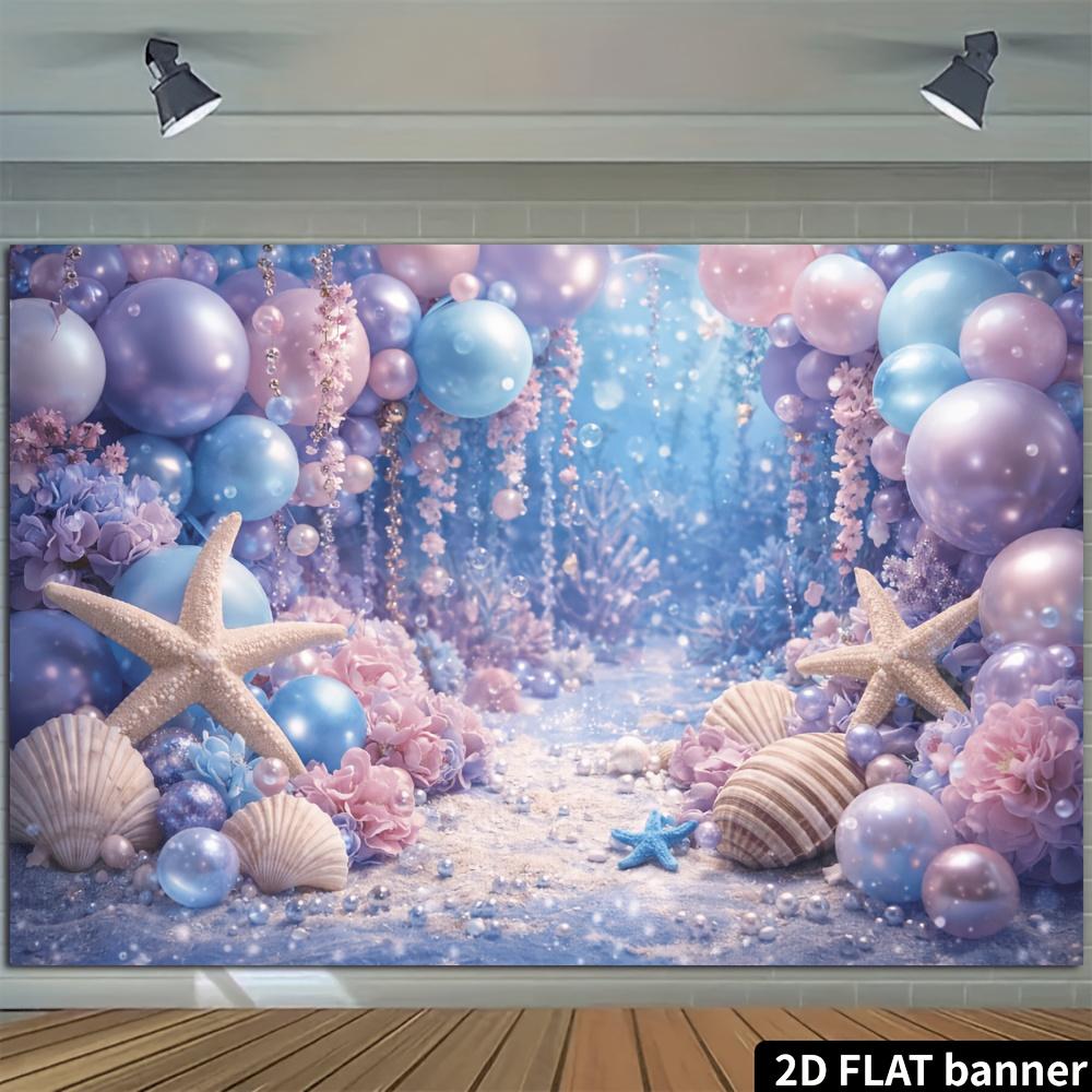 2D plane dreamy underwater party backdrop fabric made of durable polyester material suitable for marine-themed events