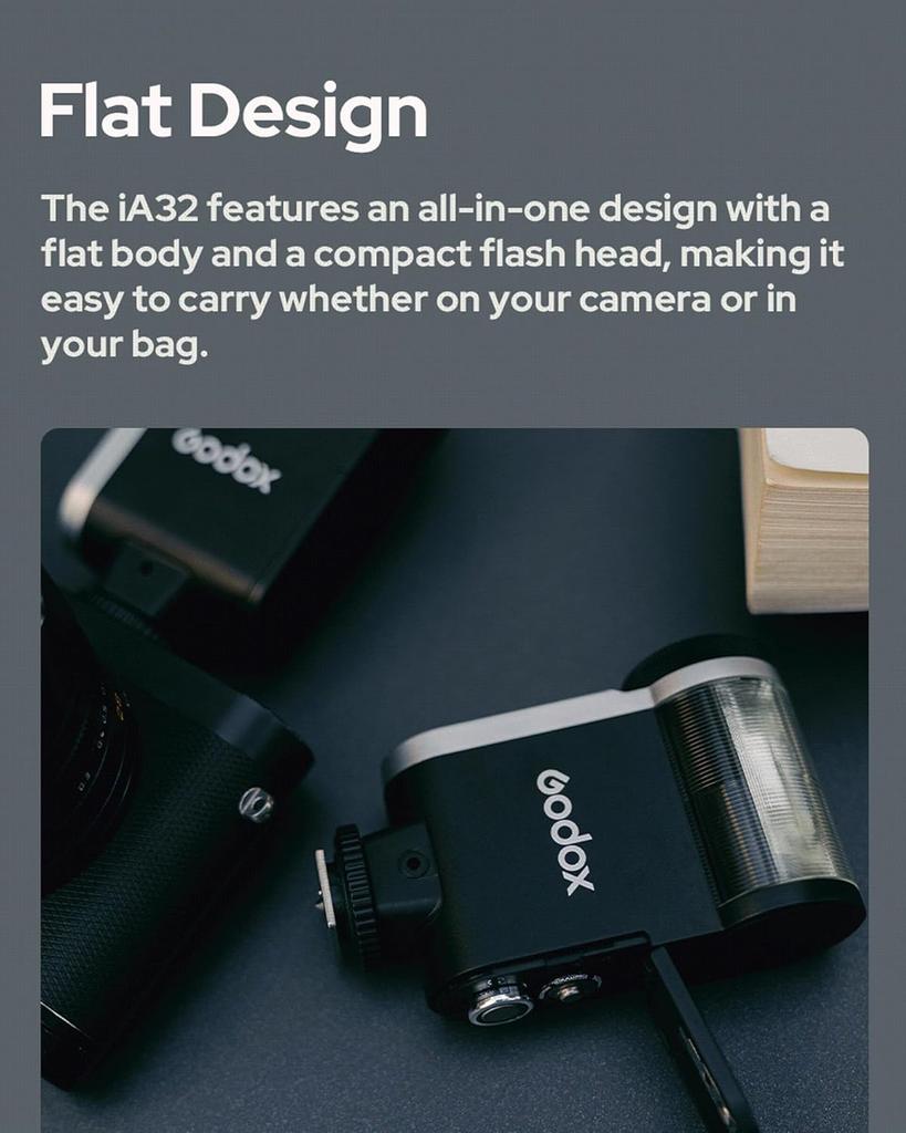Флэш-камера GODOX iA32 5 регулируемых режимов мини-вспышки Авто/Ручной