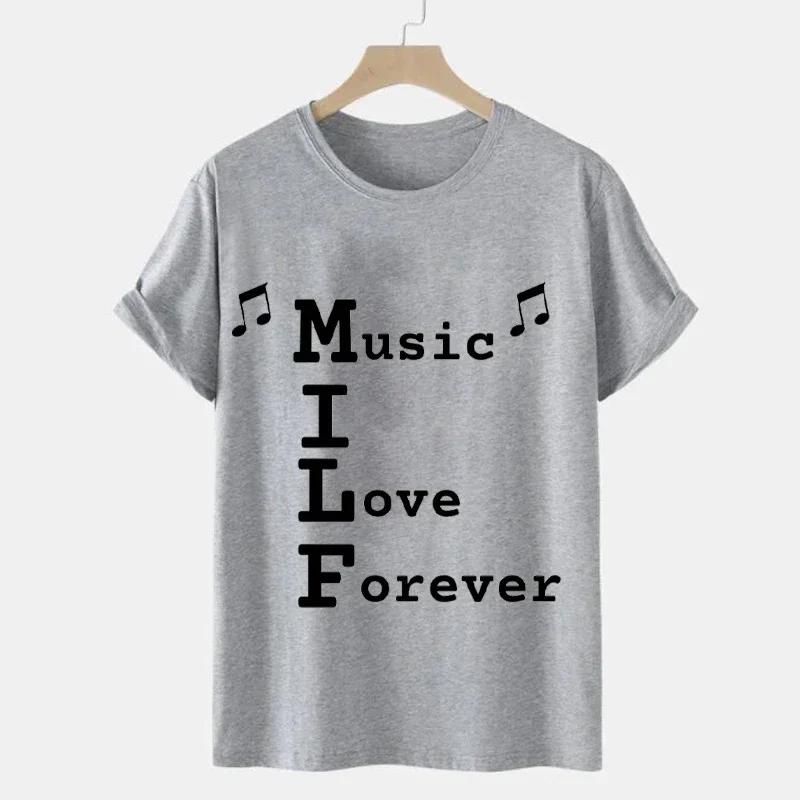 2023 Мужская футболка MILF Music I Love Forever с коротким рукавом Мужская свободная футболка Мужская лучшая брендовая новая мужская футболка с коротким рукавом