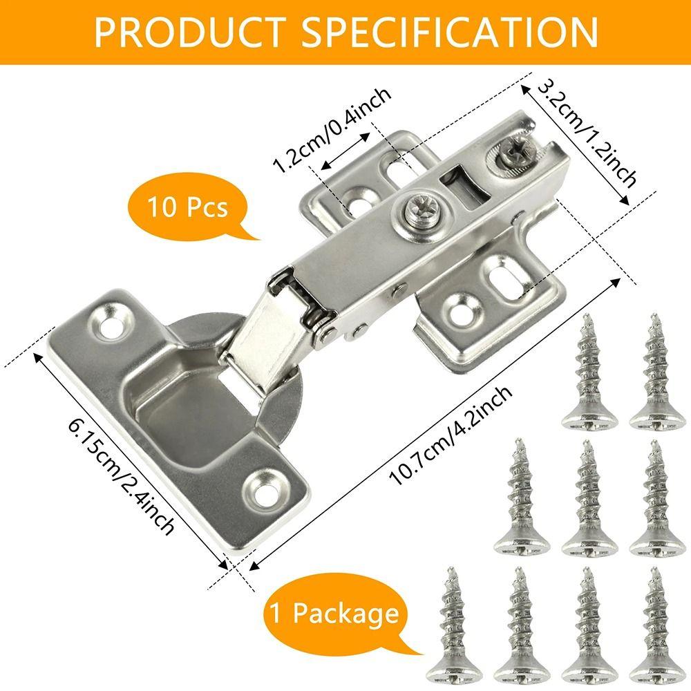 2Pcs Stainless Steel Door Hinges Hydraulic Damper Buffer Cabinet Hinge for Wardrobe Door