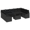 VidaXL Ensemble de salon de jardin 10 pièces avec coussins en poly rattan noir 3357806