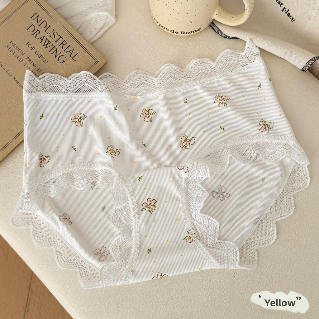 Девочки Весна и Лето Новые Кружевные Кружевные Дышащие Более Длинные Антибактериальная Ластовица Талия Треугольные Трусы