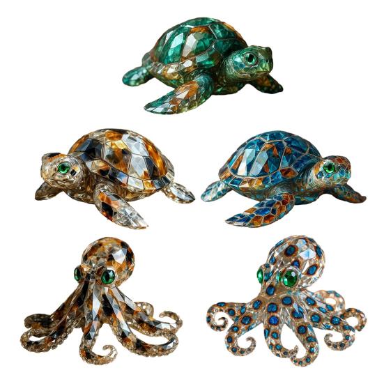 Sea Animal Figurine Simulated Turtle Octopus Statue Sculpture Home Office Desktop Fish Tank Aquarium Decoration Ornament