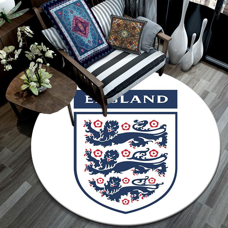 England football Round Rug, Non Slip Washable Circular Carpet For Living Room Bedroom Playroom, Sports Fan Decor, Holiday Birthday Gift