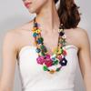 Multi Layer Colorful Petal Bead Necklace Wood Tassel Choker Flower Necklace  Street Style