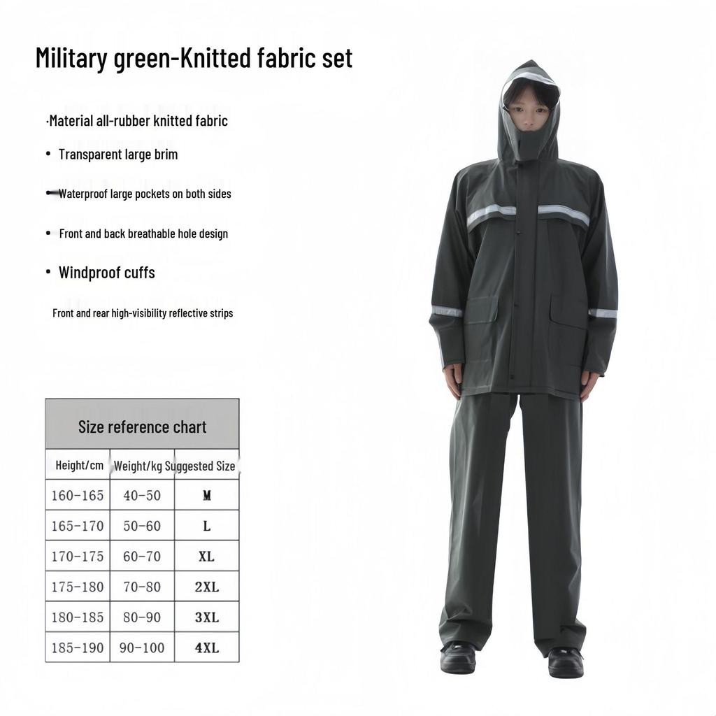 Full Body Rainproof Reflective Raincoat and Pants Set for Motorcycling and Construction