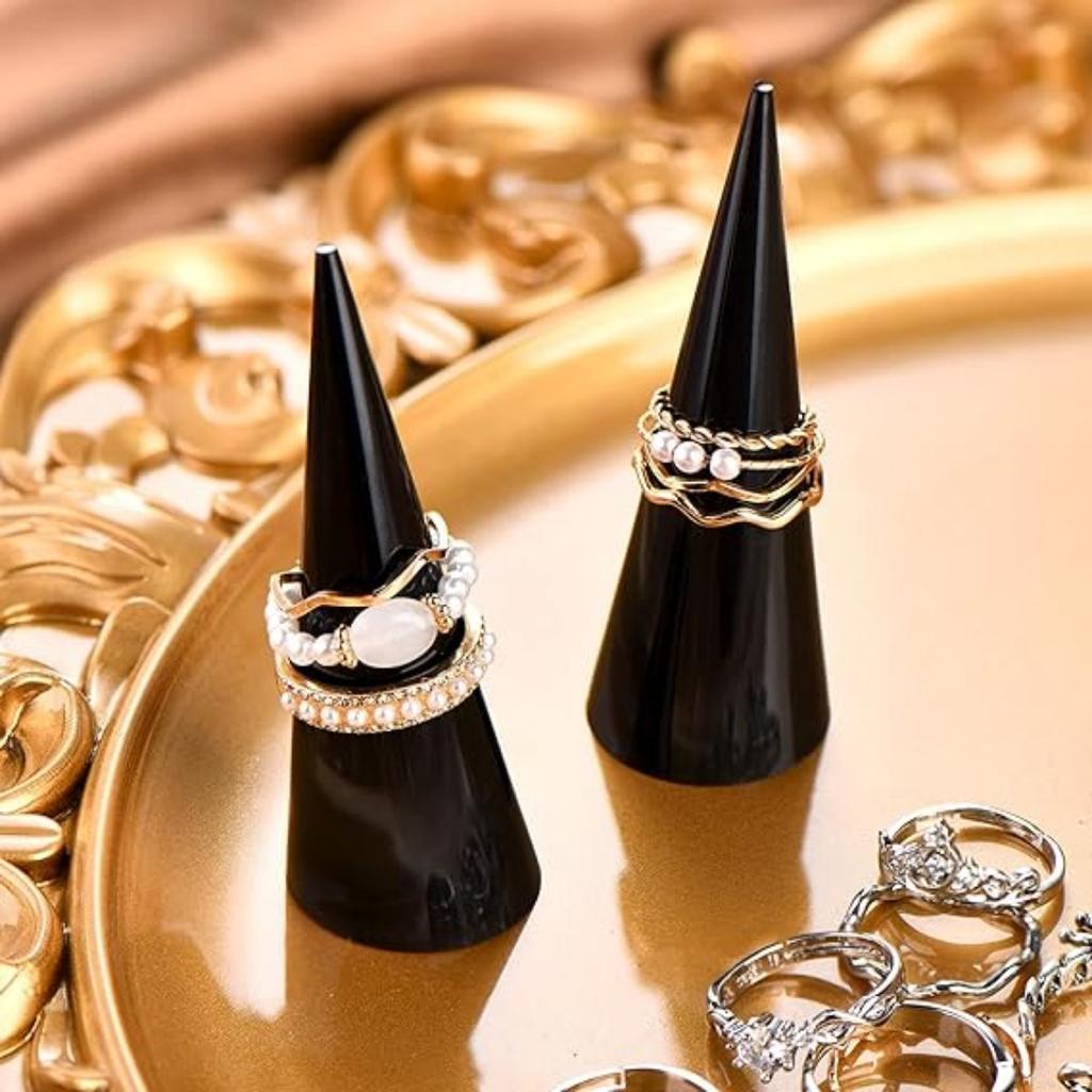 6PCS Single Finger Rings Showcase Stand Acrylic Crystal Ring Holder Acrylic Ring Display Jewelry Holder Wedding Display Cone Support for Jewelry