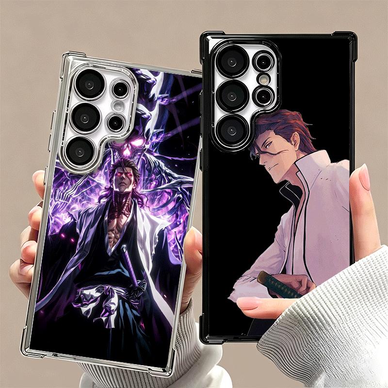 Bleach Aizen Sousuke Plating Phone Case For Samsung Galaxy S24 S25 FE S26 Edge S23 Ultra S22 S21 Plus S20 Anti-Fall Airabag Cove