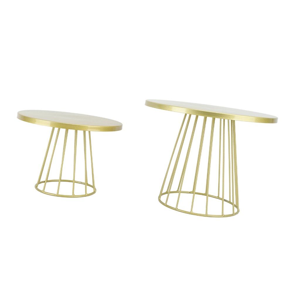 2pcs Gold Cake Display Stand Round Top Metal Cake Stand Classic Round Cake Stand Afternoon Tea