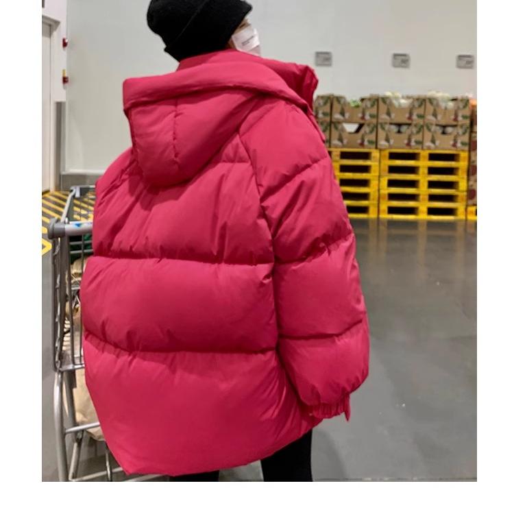 Thickened Korean-style Short Cotton-padded Jacket with Hood for Women, Loose Bread Coat for Winter