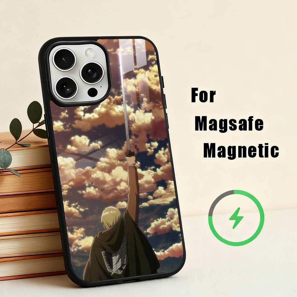 A-anime E-Erwin S-Smiths-S Чехол для телефона для iPhone 17, 16, 15, 14, 13, 12, 11 Plus, Pro Max Магнитный для Magsafe Беспроводная зарядка