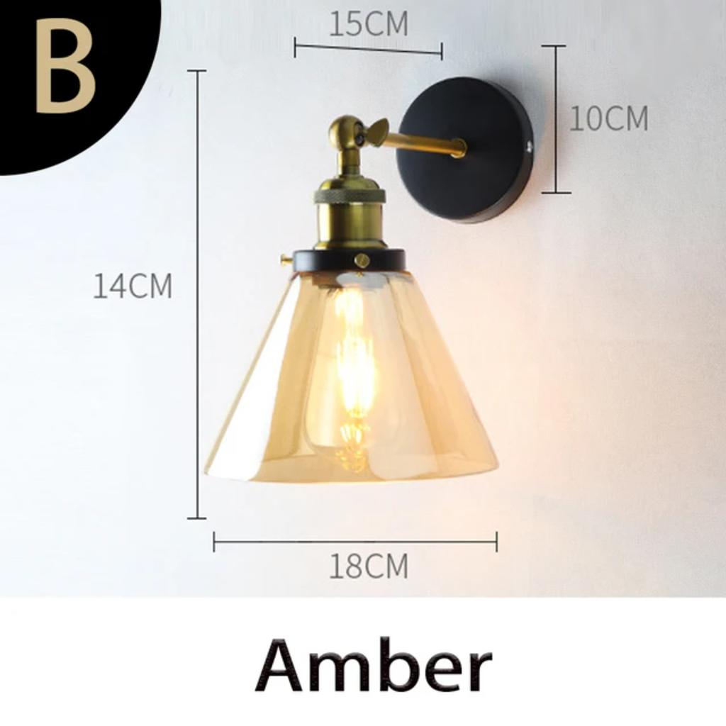 New Stylish Retro Vintage Industrial Loft Wall Sconce with Clear Glass Shade and Metal Triangle Oval Design - Vintage Industrial