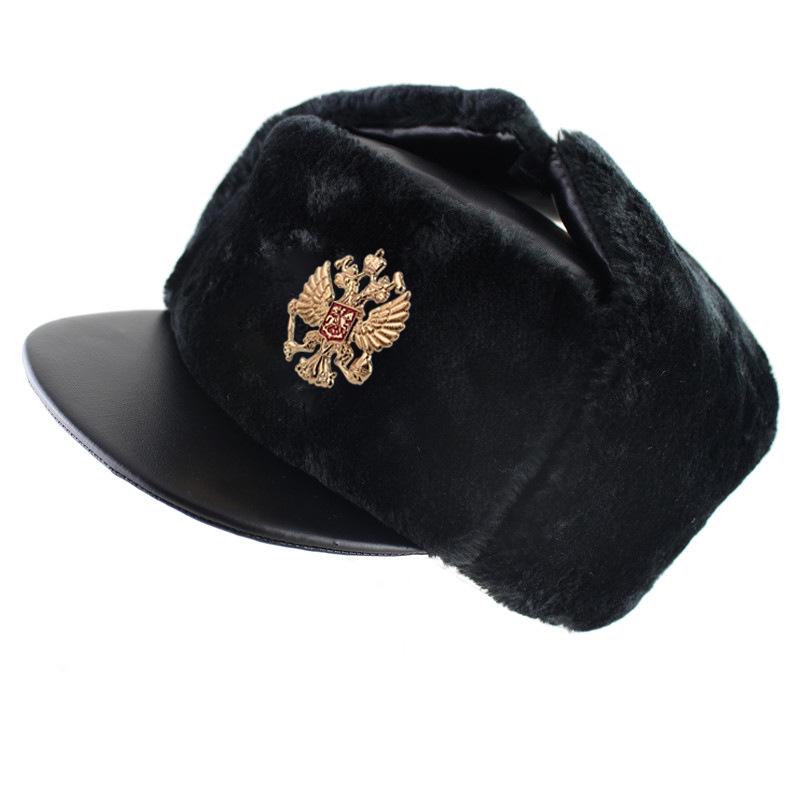 Шапка-ушанка из ПУ кожи водонепроницаемая мужская и женская лыжная шапка с утолщенными ушными раковинами русская теплая шапка