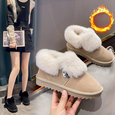 Зимние ботинки женские теплые модные короткие водонепроницаемые женские студенческие с флисовой подкладкой нескользящие с боковой молнией серые с хлопковой подкладкой