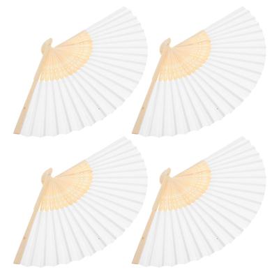 Набор для складывания вееров Adorainbow Plain White Folding Set of White for Summer Vacation Dance Sports Post Wedding and Gift Fans, 4, 7-inch, Fans, Drawing, Teams.
