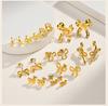 Elegant Bowknot Earrings, 18K Gold Plated Stainless Steel, Waterproof Tarnish Free Zirconia Bow Knot Stud Jewelry Gift for Women