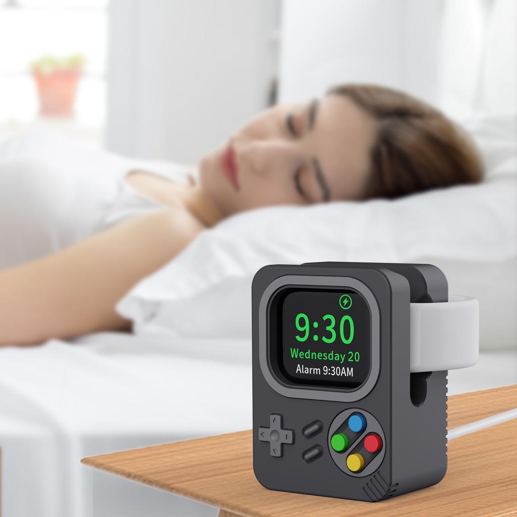 Силиконовый держатель для iWatch, подставка для зарядного устройства для iWatch 8, 7, 6, 5, 4, 3 SE, 45 мм, зарядная док-станция, настольная игровая консоль в стиле ретро, ​​дизайн