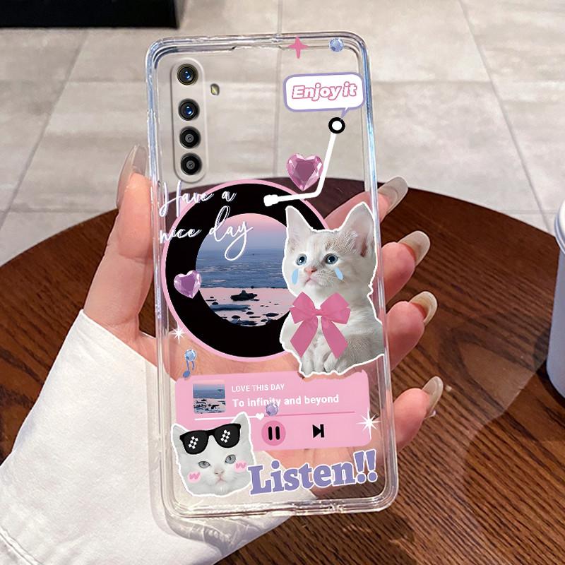 Чехол для Realme XT RMX1921 Задняя крышка для Realme X2 Чехол Эстетичный Модный Милый Кот Астронавт Прозрачный Силиконовый Чехол для Телефона
