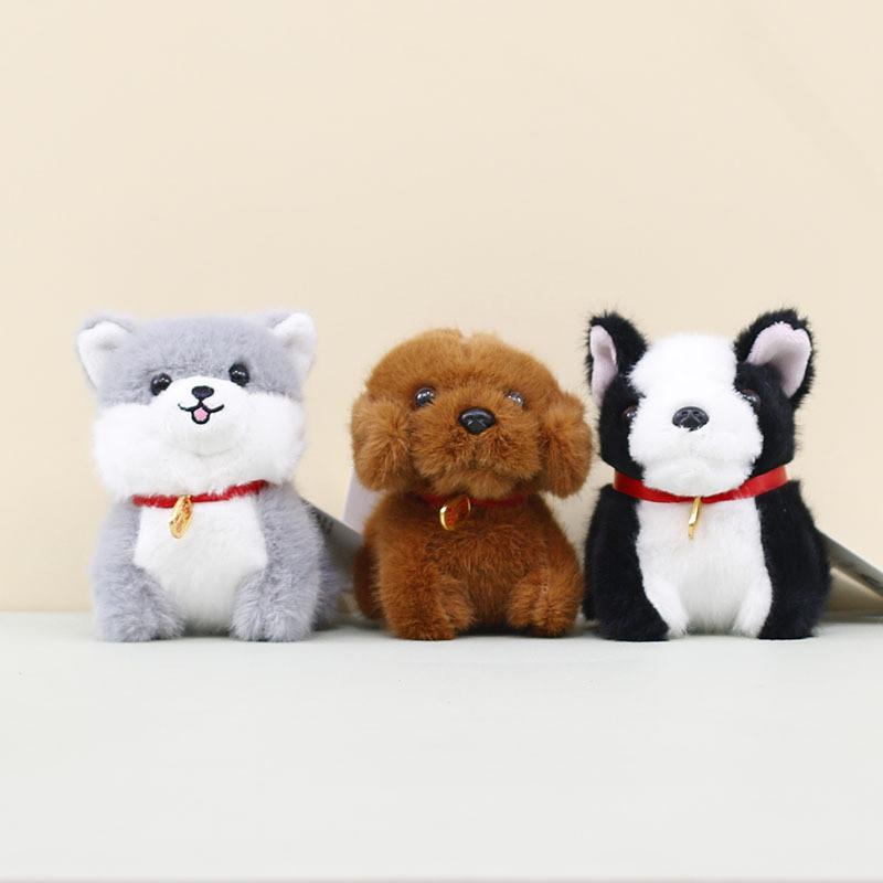 Cute Cartoon Dog Plush Toy Soft Husky Key Ring Poodle Stuffed Animal Keychain