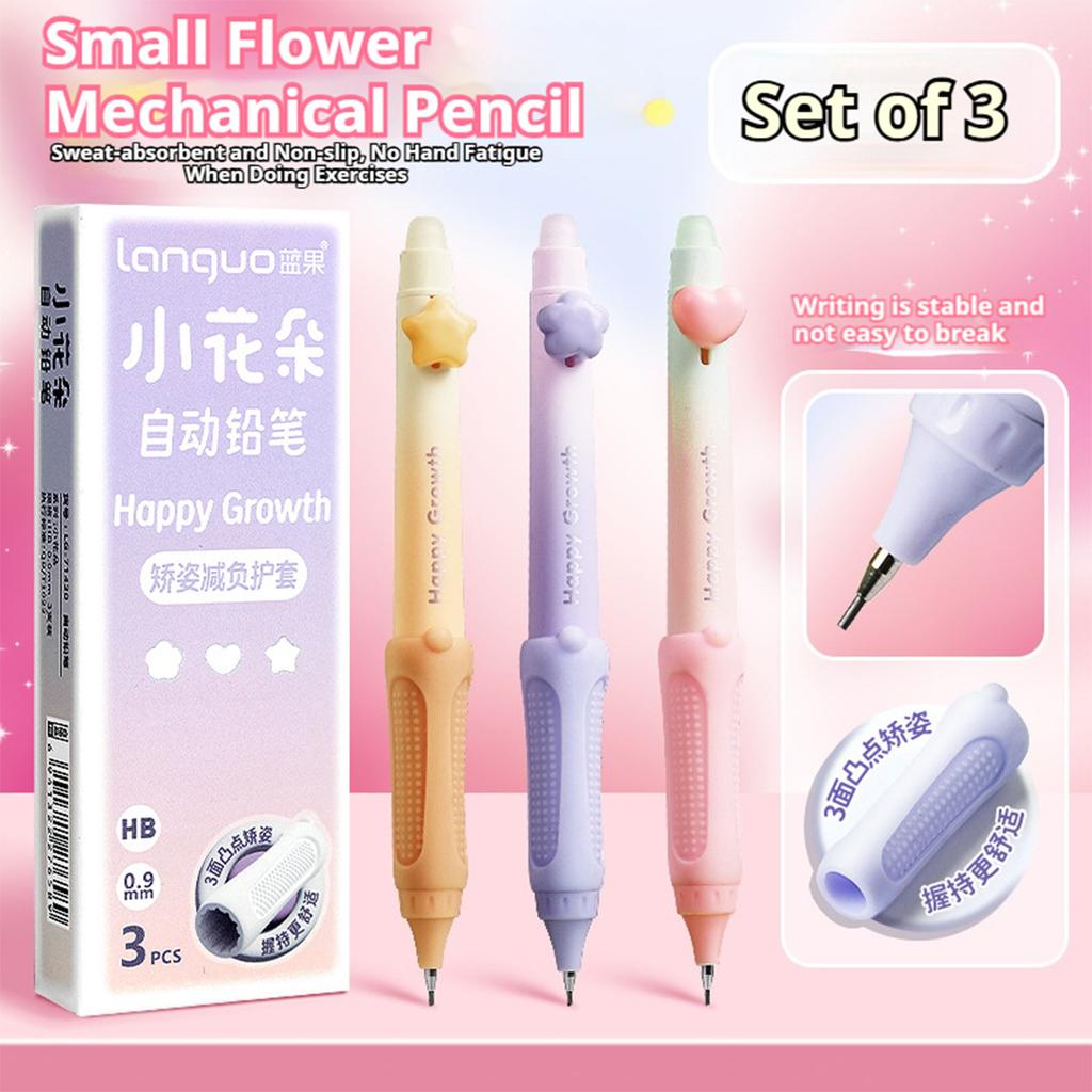 Автоматический карандаш LanGou 0,9 мм с грифелем против поломки для детей, для школы, для рисования, для черчения, с удобным захватом, со сменным грифелем, с кнопкой