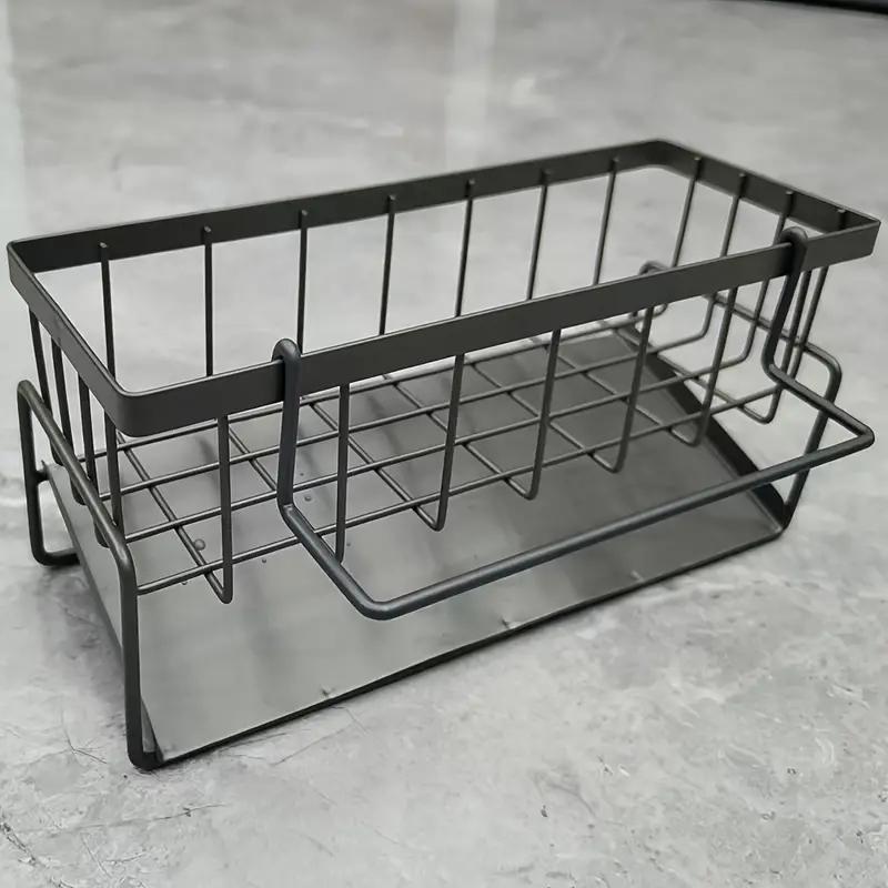 Подставка для раковины из нержавеющей стали с держателем для полотенец, компактный органайзер для губок, мыла, щеток и полотенец для мытья посуды