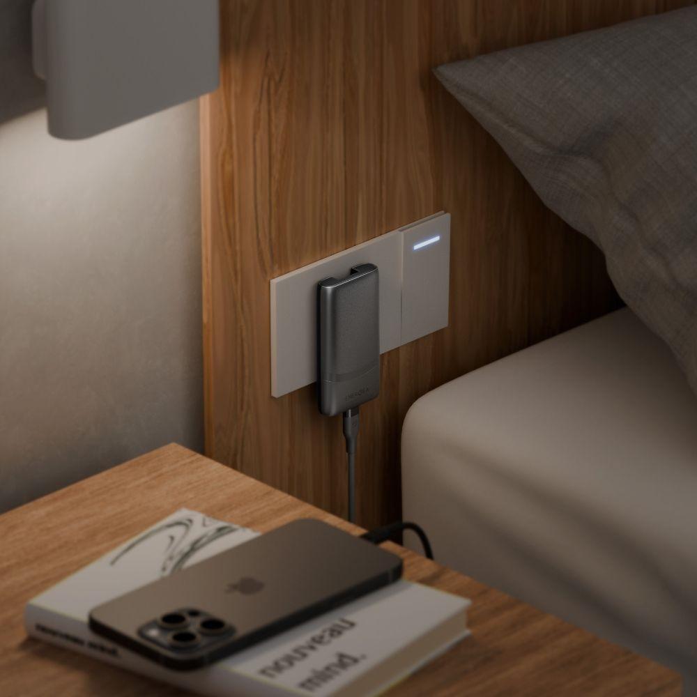 Energea TravelWorld Edge 65W 2xUSB-C PD/PPS/QC3.0 Wall Charger (US/UK/EU) Graphite