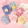 Winter Coral Fleece Gloves for Girl Cute Heart Thicken Plush Warm Full Finger Mittens Kids Windproof Anti-Cold Gloves