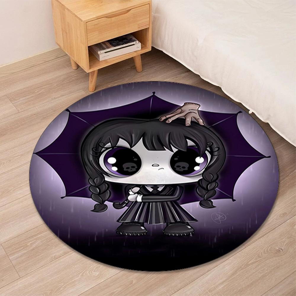 Wednesday Printed Round Rug Carpet Chair Rug Area Rug Entryway Doormats,for Office Chair Living Room Bedroom Kitchen Room.