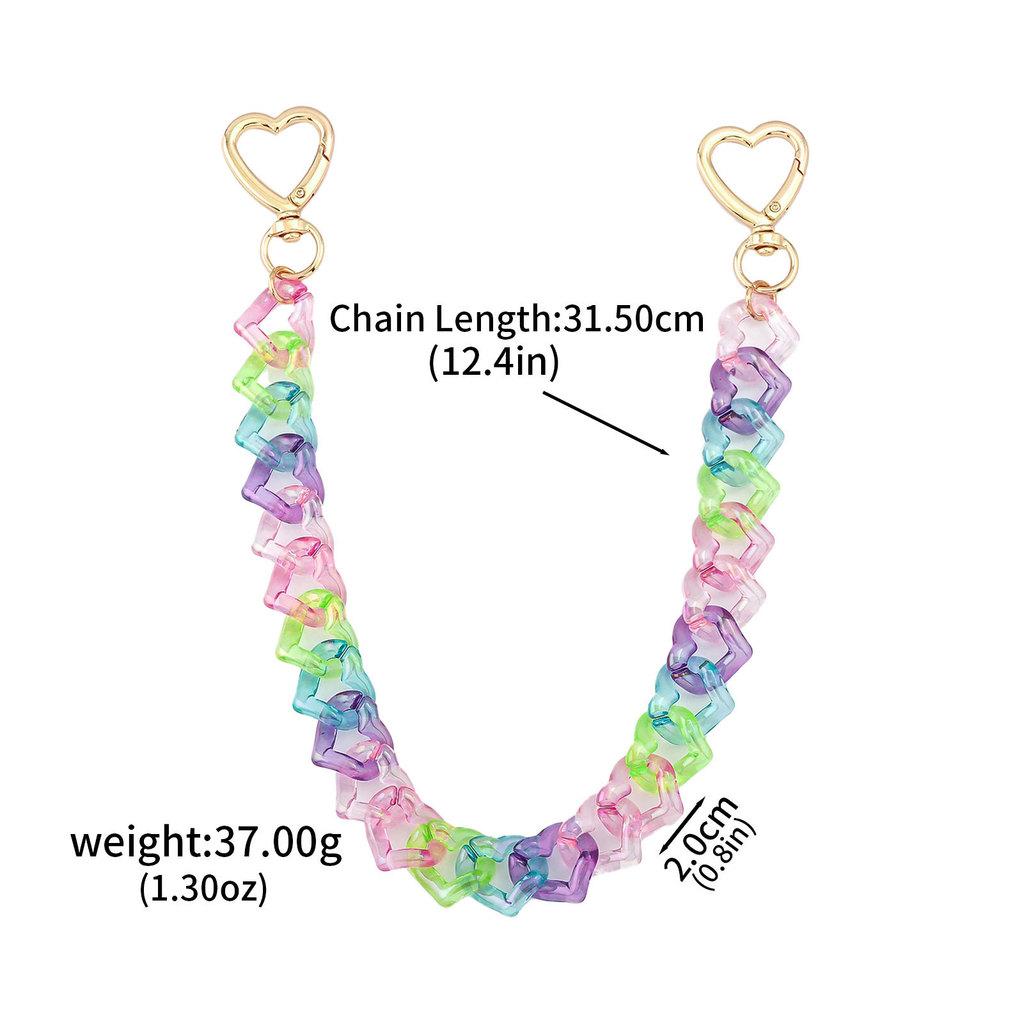 Acrylic Heart Pendant Handcrafted Chain For Bag And Phone Accessories