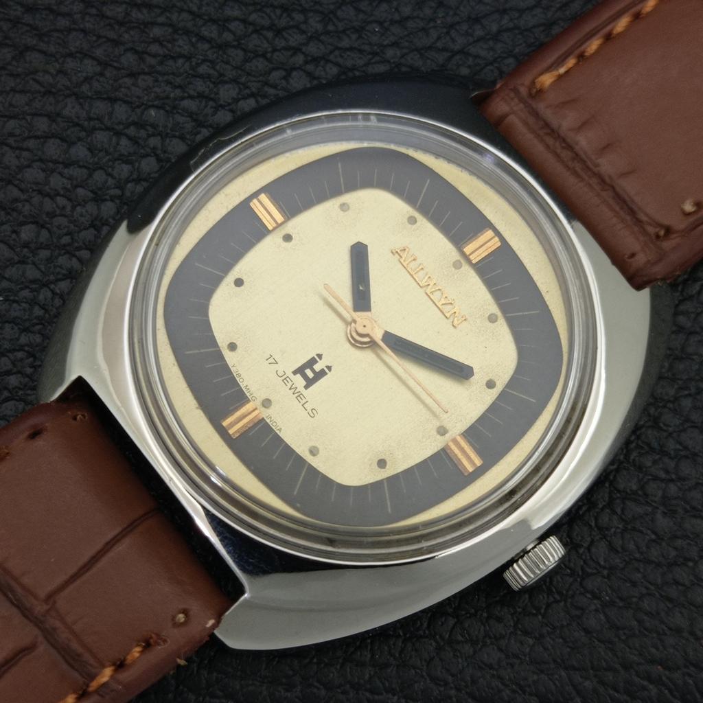 ВИНТАЖНЫЕ МУЖСКИЕ ЧАСЫ ALLWYN 6300A С РУЧНЫМ ЗАВОДОМ ИНДИЯ ОРИГИНАЛ ЦИФЕРБЛАТ a708143-1