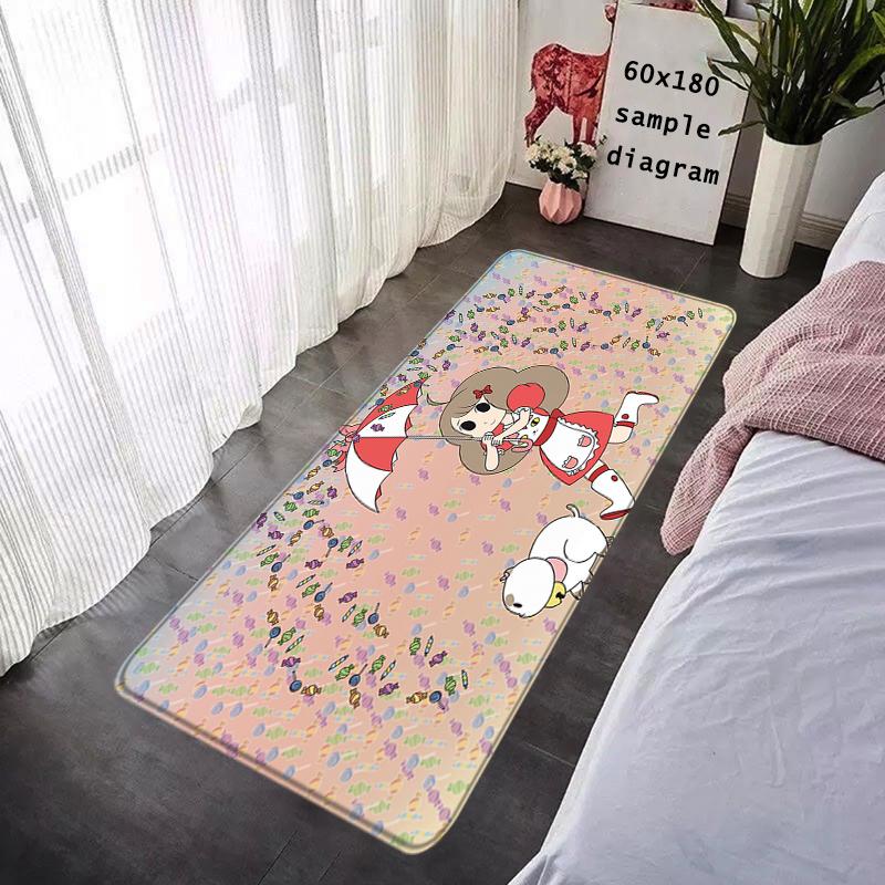 Doormat Flannel Floor Mat Bee and Puppycat Cat Indoor Foot Rug Fluffy Bedside Mats Corridor Water Absorbent Carpet Balcony Decor