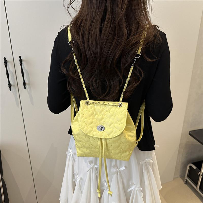 Korean Style Heart Embroidered Pu Shoulder Bag With Chain Chain For Daily Casual Use