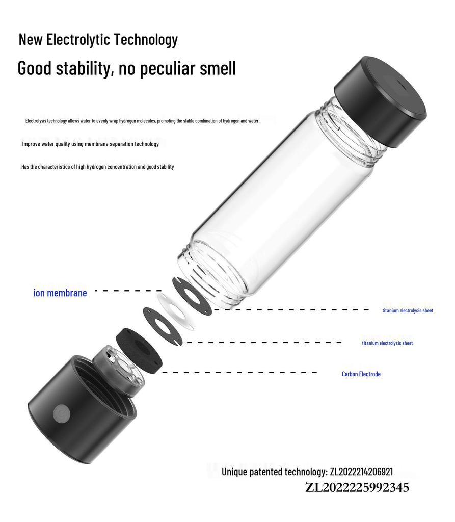 Бутылка для электролизованной воды, обогащенной водородом, двойного назначения - Большой объем