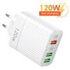 120W USB C Charger 3 USB 2 PD 20W 5 Ports Fast Charging Wall Charger for iPhone 15 Pro Max Samsung Xiaomi Mobile Phone Charger