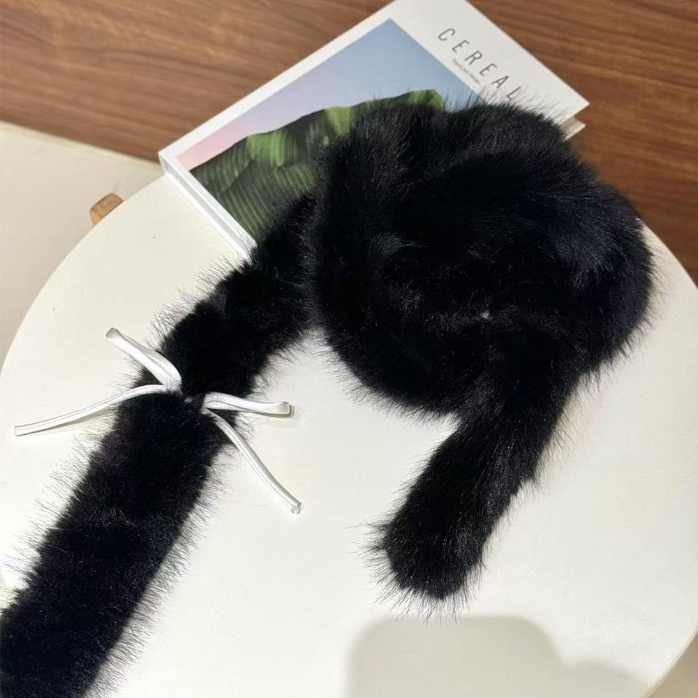 Пушистый шарф с бантом, Харадзюку, женский шарф, элегантный шарф-бант в стиле Y2k, уличная одежда