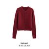 Women's 2024 Winter Fashion: European & American Style Textured Crew Neck Long Sleeve Knit Cardigan