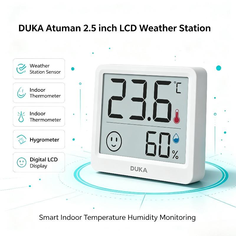 DUKA Atuman 2,5-дюймовый ЖК-дисплей Электронный цифровой термометр-гигрометр для помещений, датчик метеостанции