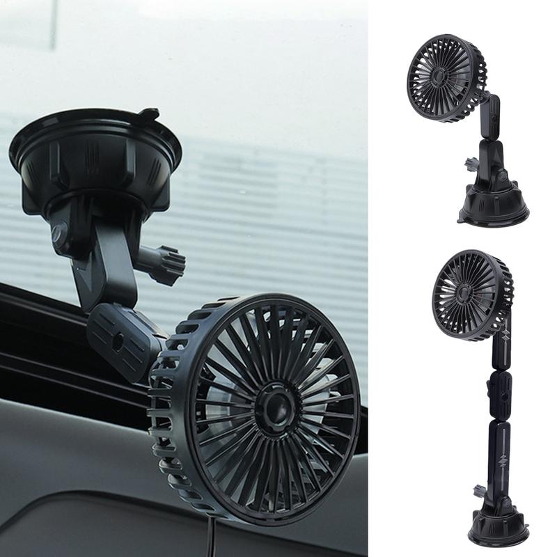 Portable Car Fan Lightweight Suction Cooler For Vehicle 3 Speed Adjustable Fan With Rotating Head For Car Camping Travel