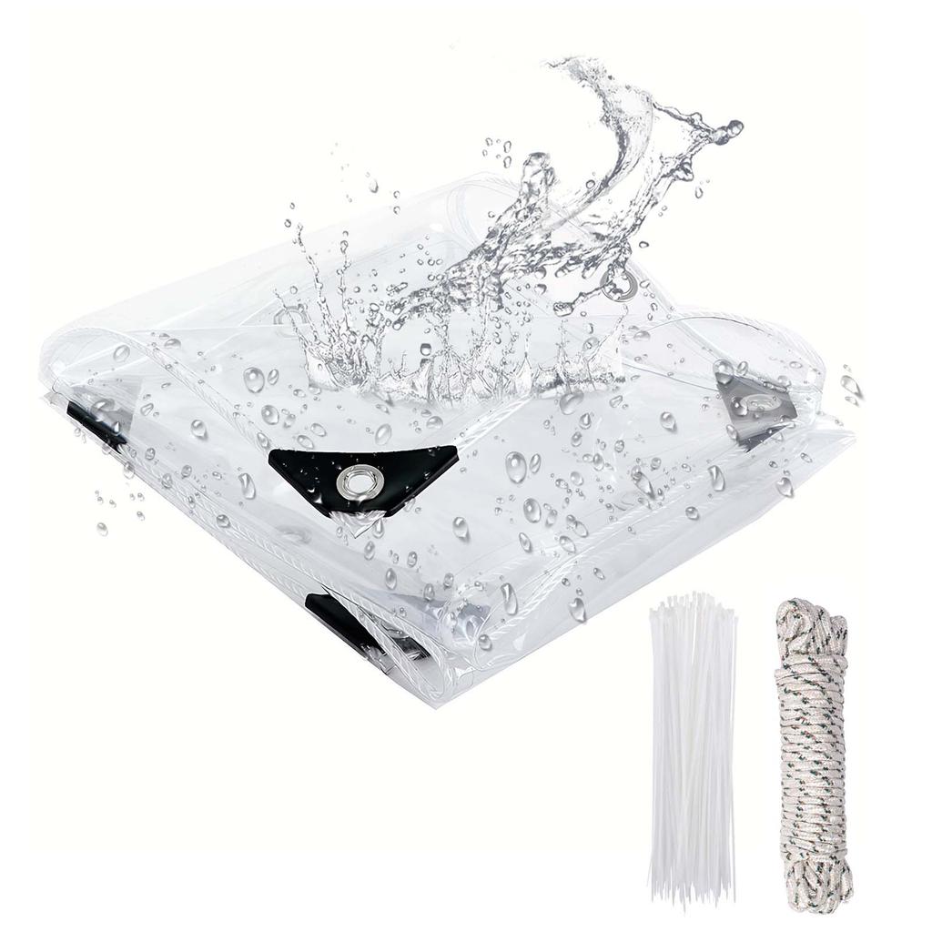 250 g/m² PVC Clear Tarpaulin, Transparent Waterproof Heavy Duty Clear PVC Tarp