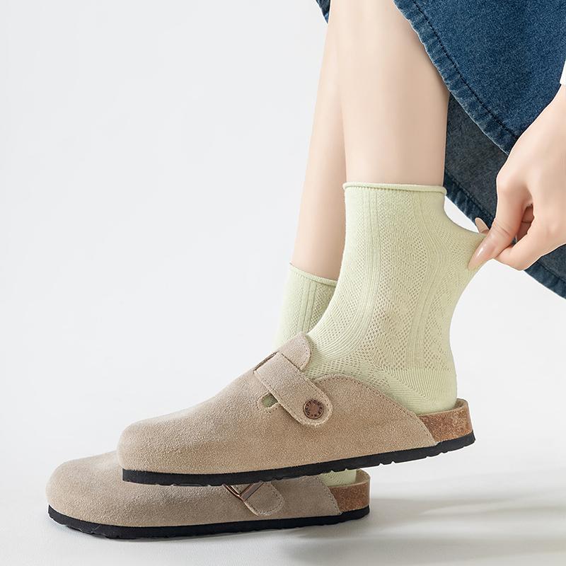 Fenteng [Breathable Cotton Socks] 6-pack Stacked Socks Solid Color Versatile Boneless Middle Tube Socks Casual Sports Women's Socks Children